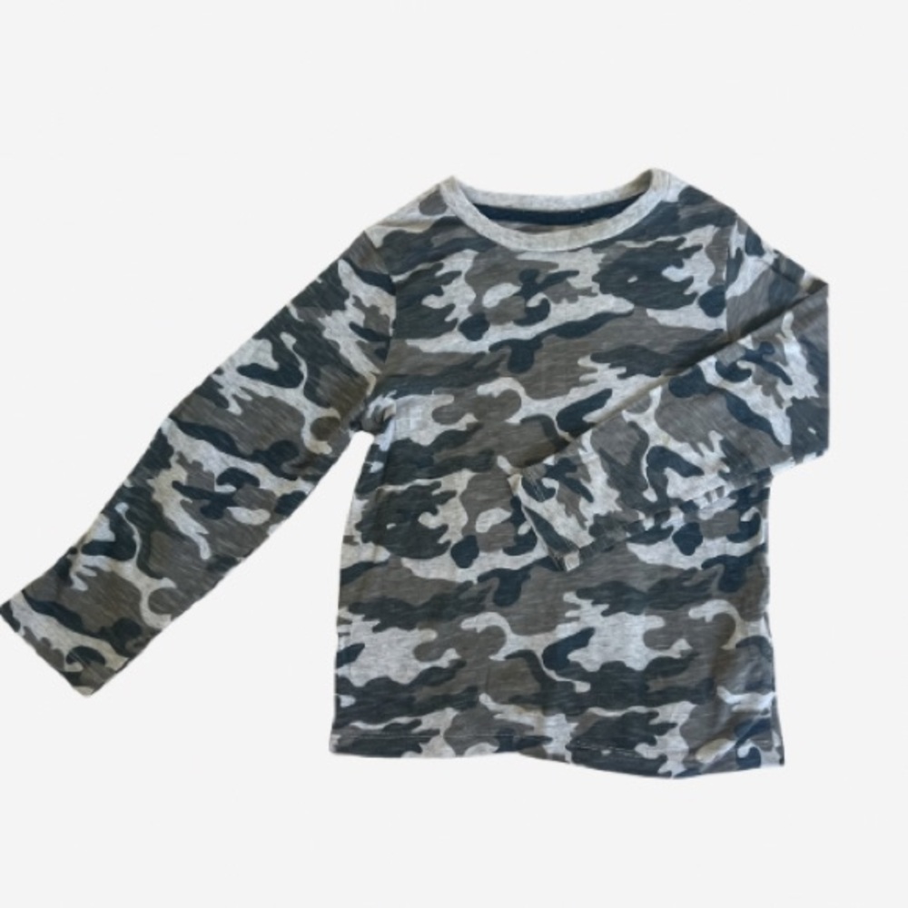 Old Navy Kids Camo Long Sleeve Tee - Gray and Green